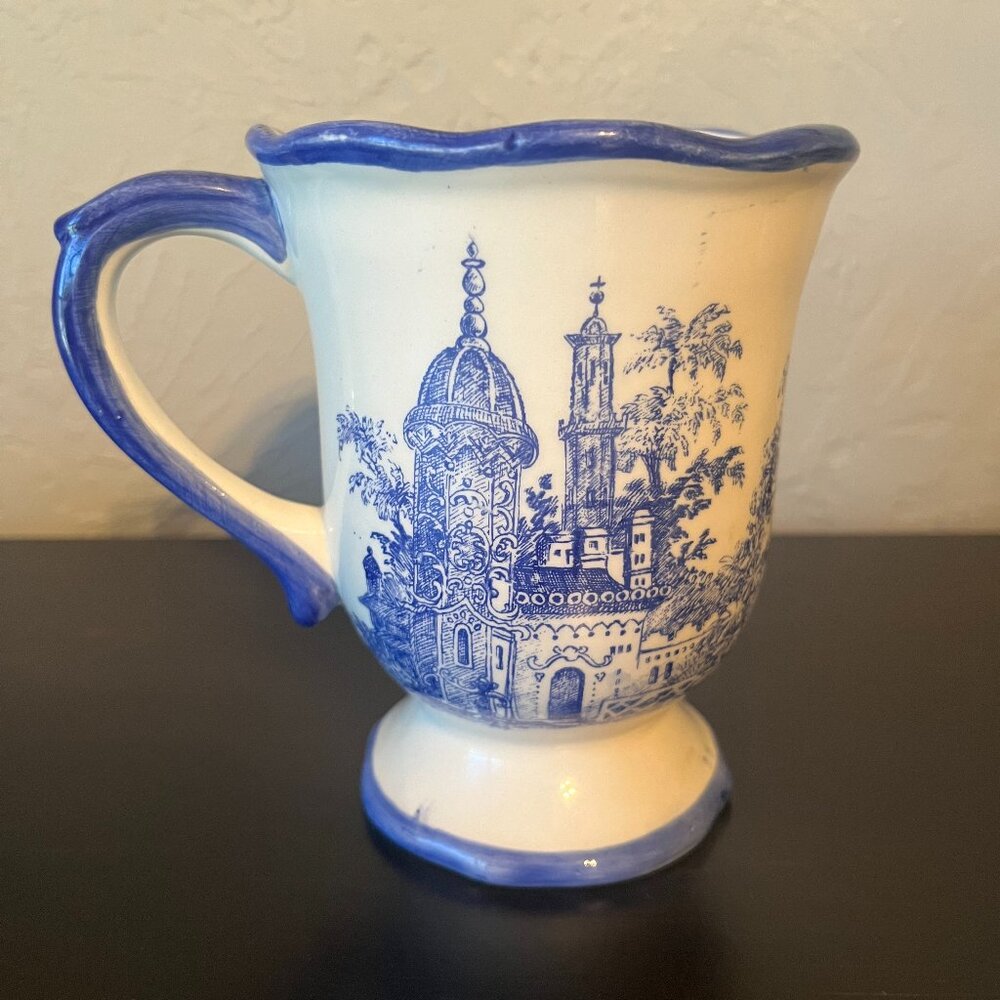 Blue and Cream Pedestal Mug French Countryside